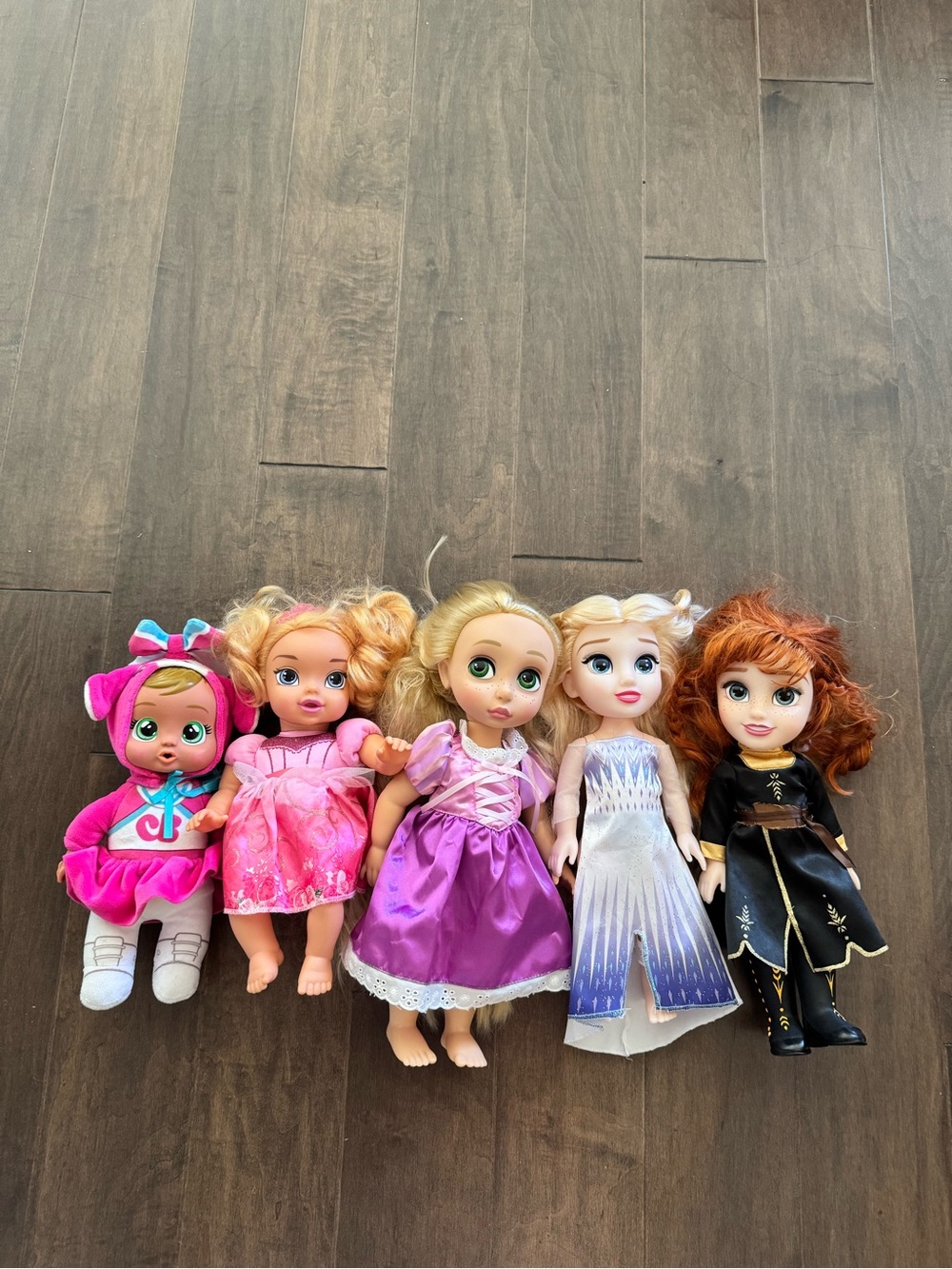 Set of 5 Disney princess dolls and cry baby Elsa Anna Rapunzel